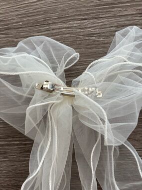 Birthday girl or wifey bow Sheer White Organza Scarf - Elegant Women's Accessor